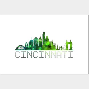 Cincinnati Skyline green Posters and Art